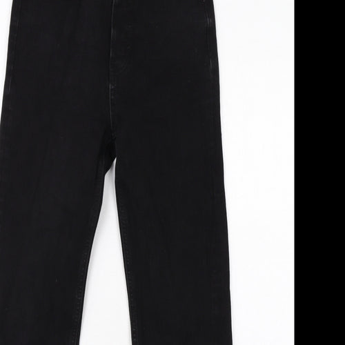 Marks and Spencer Womens Black Cotton Straight Jeans Size 8 Regular Zip