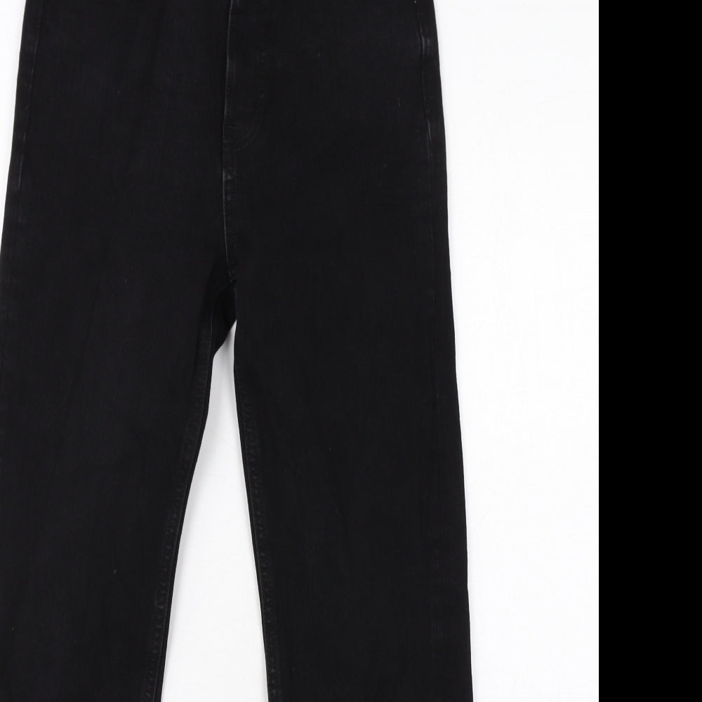 Marks and Spencer Womens Black Cotton Straight Jeans Size 8 Regular Zip