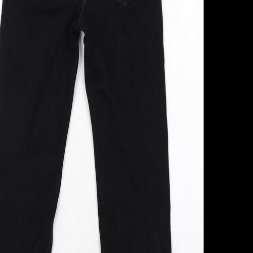 Marks and Spencer Womens Black Cotton Straight Jeans Size 8 Regular Zip