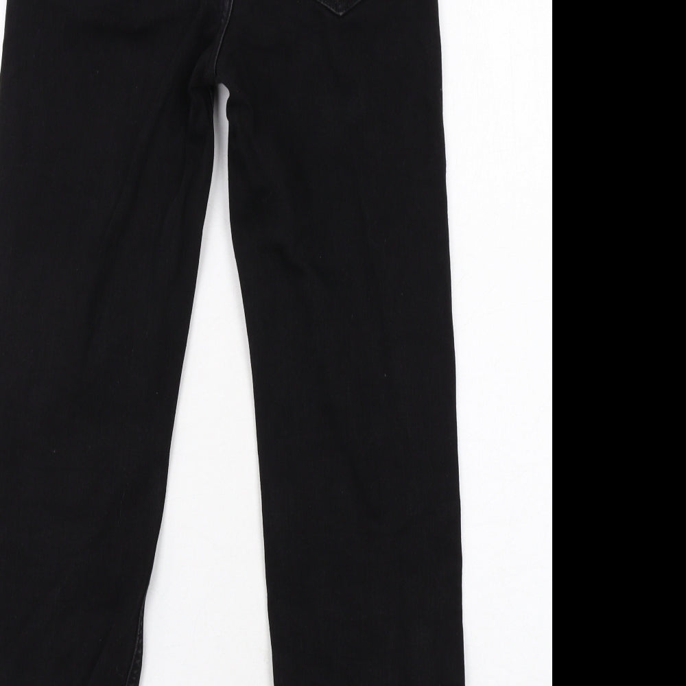 Marks and Spencer Womens Black Cotton Straight Jeans Size 8 Regular Zip