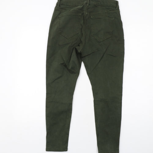 Marks and Spencer Womens Green Cotton Skinny Jeans Size 12 Regular Zip