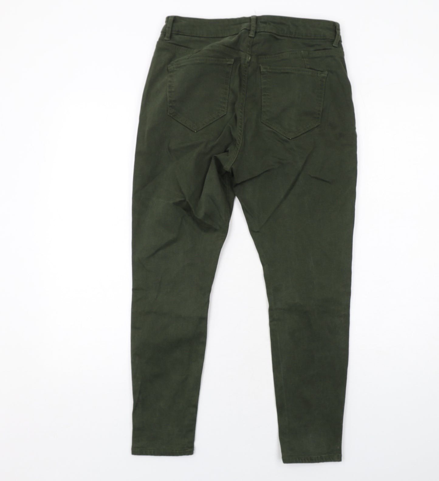 Marks and Spencer Womens Green Cotton Skinny Jeans Size 12 Regular Zip