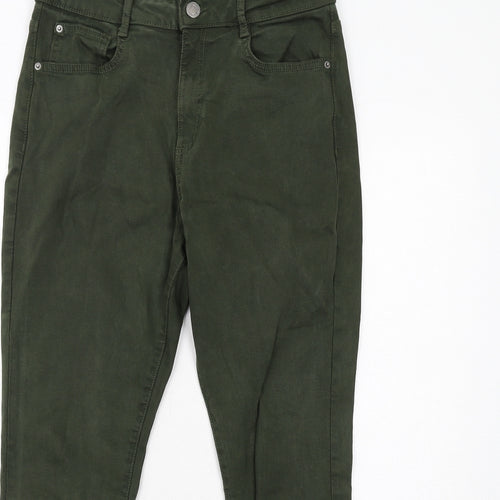 Marks and Spencer Womens Green Cotton Skinny Jeans Size 12 Regular Zip