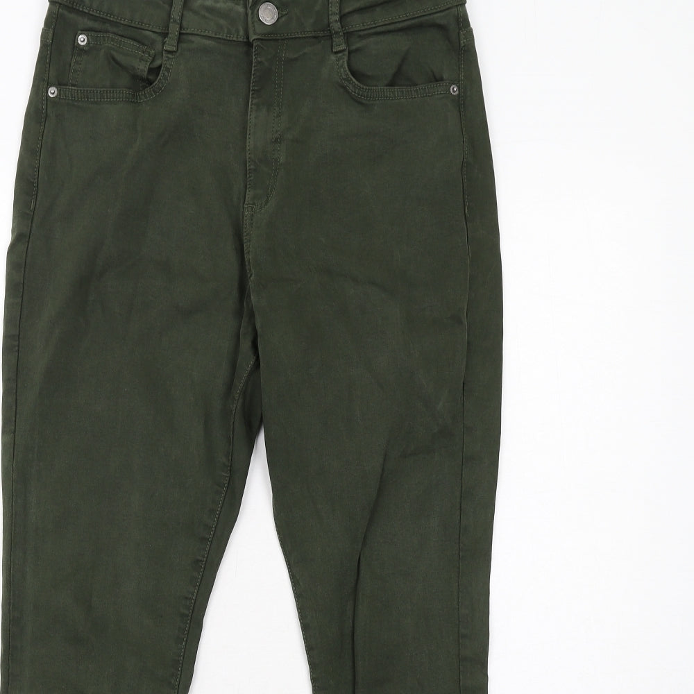 Marks and Spencer Womens Green Cotton Skinny Jeans Size 12 Regular Zip