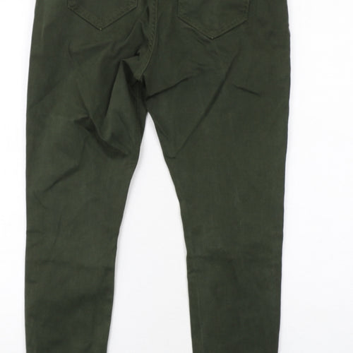 Marks and Spencer Womens Green Cotton Skinny Jeans Size 12 Regular Zip