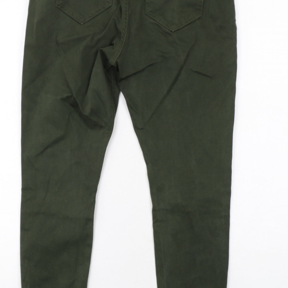 Marks and Spencer Womens Green Cotton Skinny Jeans Size 12 Regular Zip