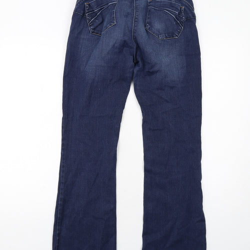 NEXT Womens Blue Cotton Bootcut Jeans Size 14 Regular Zip