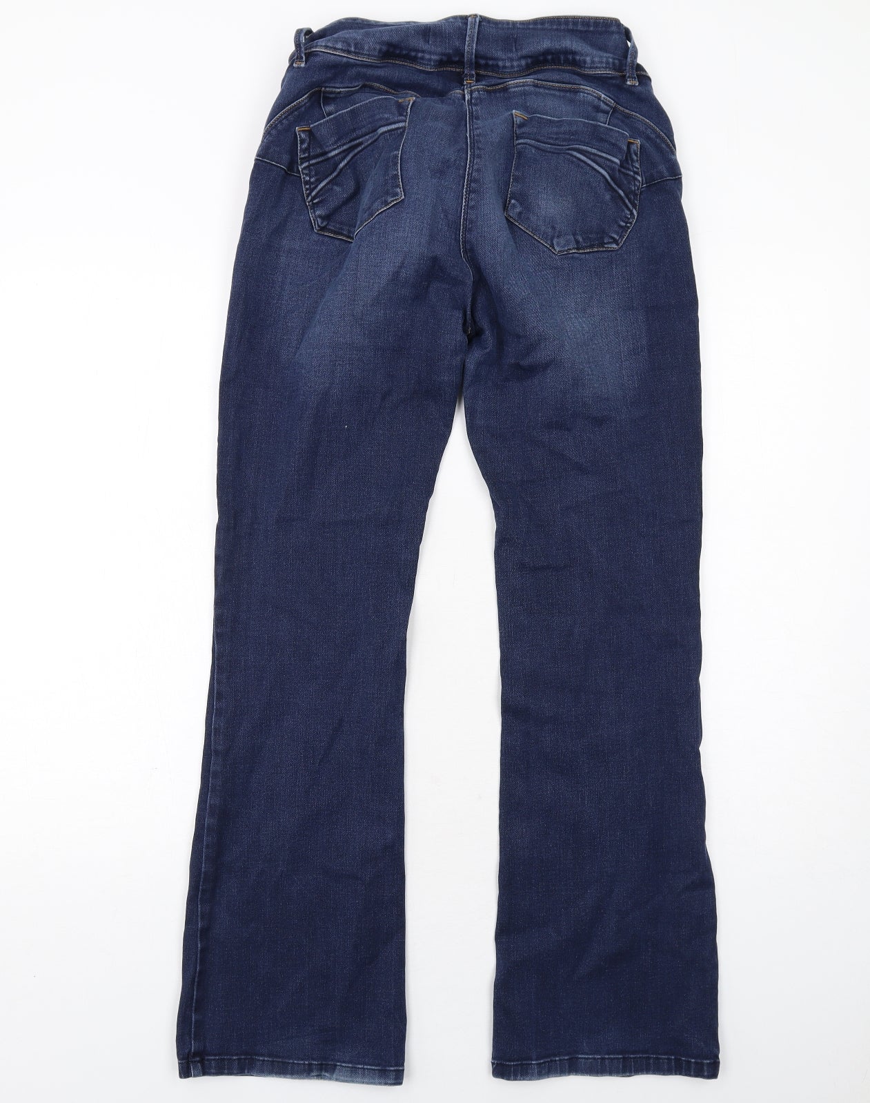 NEXT Womens Blue Cotton Bootcut Jeans Size 14 Regular Zip