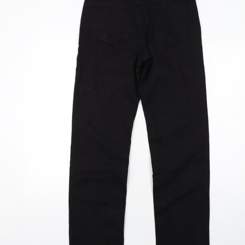 365 Denim Womens Black Cotton Straight Jeans Size 12 Regular Zip