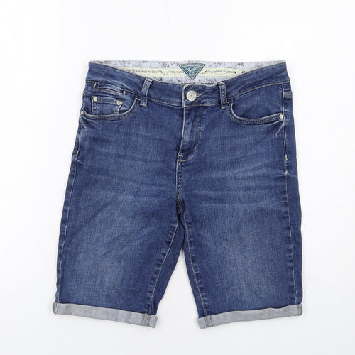 MANTARAY PRODUCTS Womens Blue Cotton Bermuda Shorts Size 10 Regular Zip