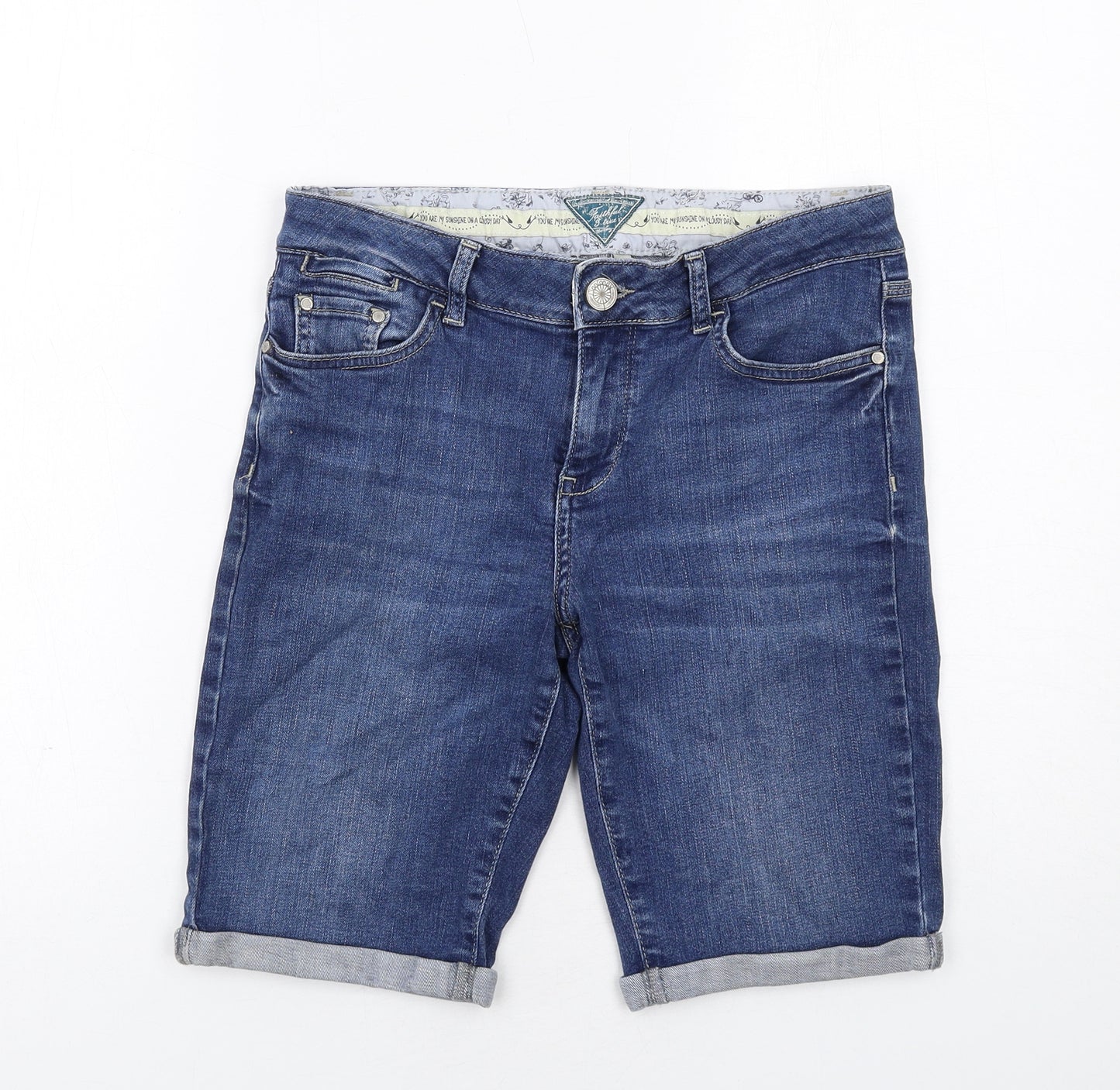 MANTARAY PRODUCTS Womens Blue Cotton Bermuda Shorts Size 10 Regular Zip