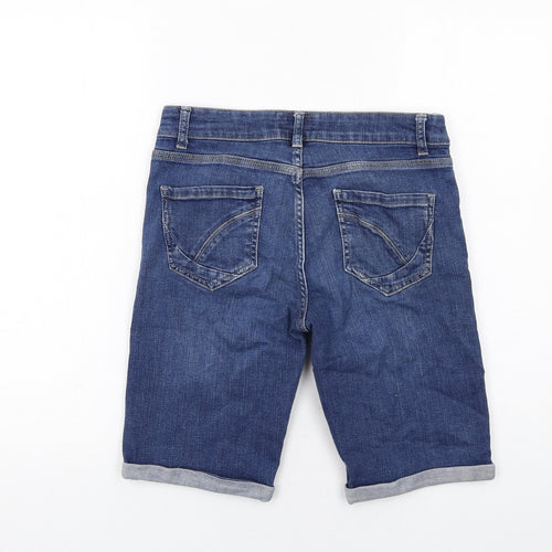 MANTARAY PRODUCTS Womens Blue Cotton Bermuda Shorts Size 10 Regular Zip