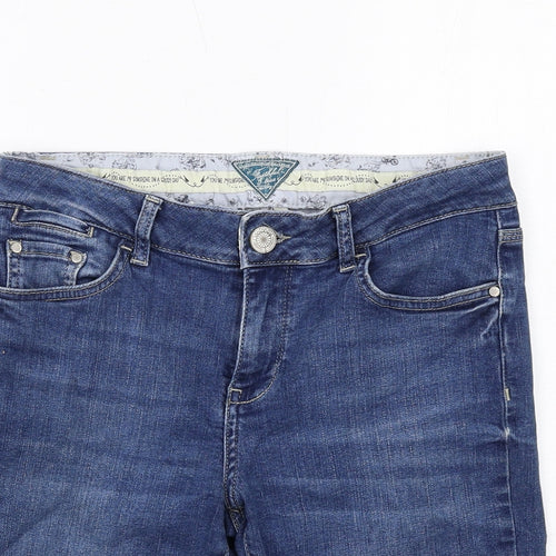 MANTARAY PRODUCTS Womens Blue Cotton Bermuda Shorts Size 10 Regular Zip
