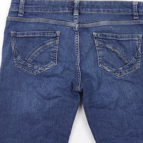MANTARAY PRODUCTS Womens Blue Cotton Bermuda Shorts Size 10 Regular Zip