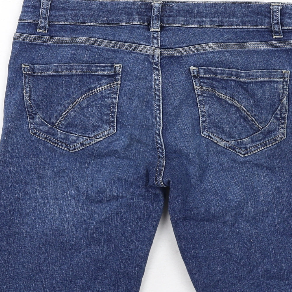 MANTARAY PRODUCTS Womens Blue Cotton Bermuda Shorts Size 10 Regular Zip
