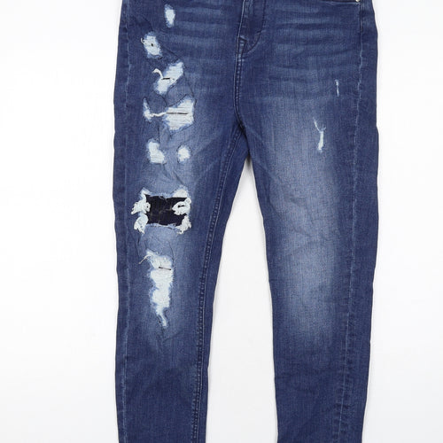PRETTYLITTLETHING Womens Blue Cotton Skinny Jeans Size 10 Regular Zip