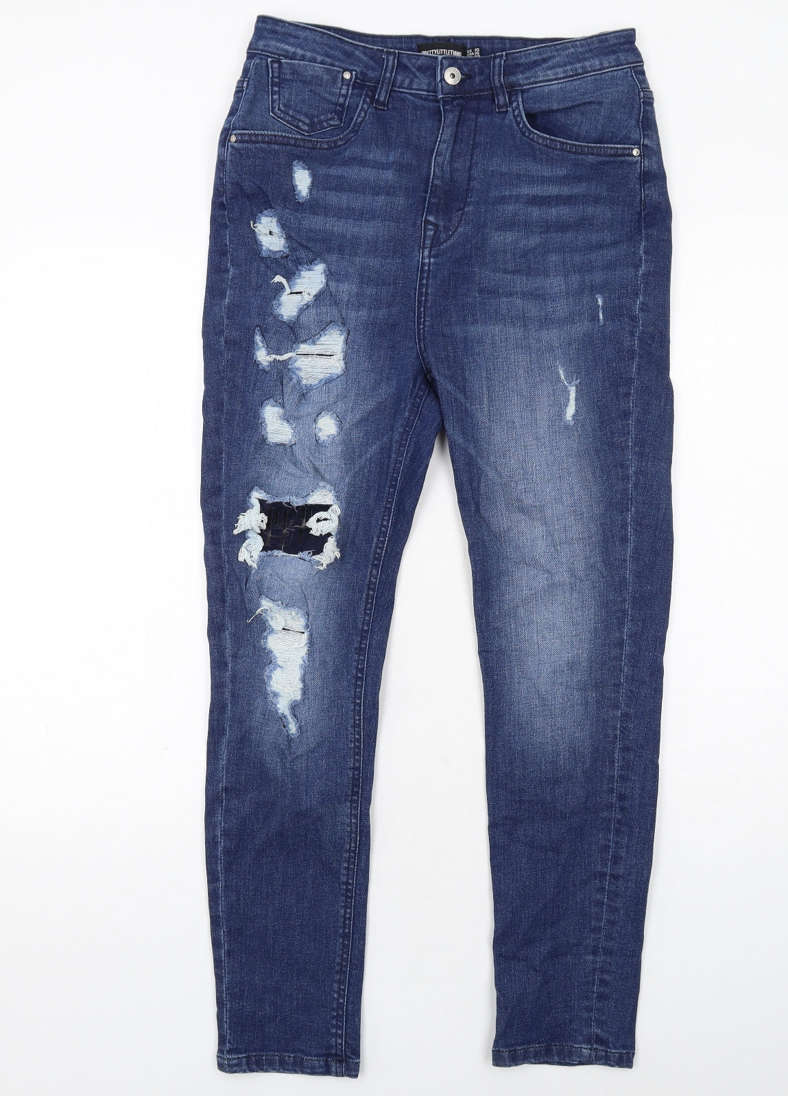 PRETTYLITTLETHING Womens Blue Cotton Skinny Jeans Size 10 Regular Zip