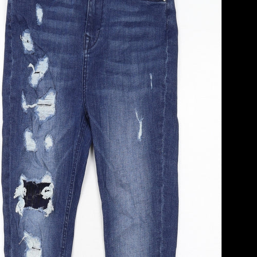 PRETTYLITTLETHING Womens Blue Cotton Skinny Jeans Size 10 Regular Zip