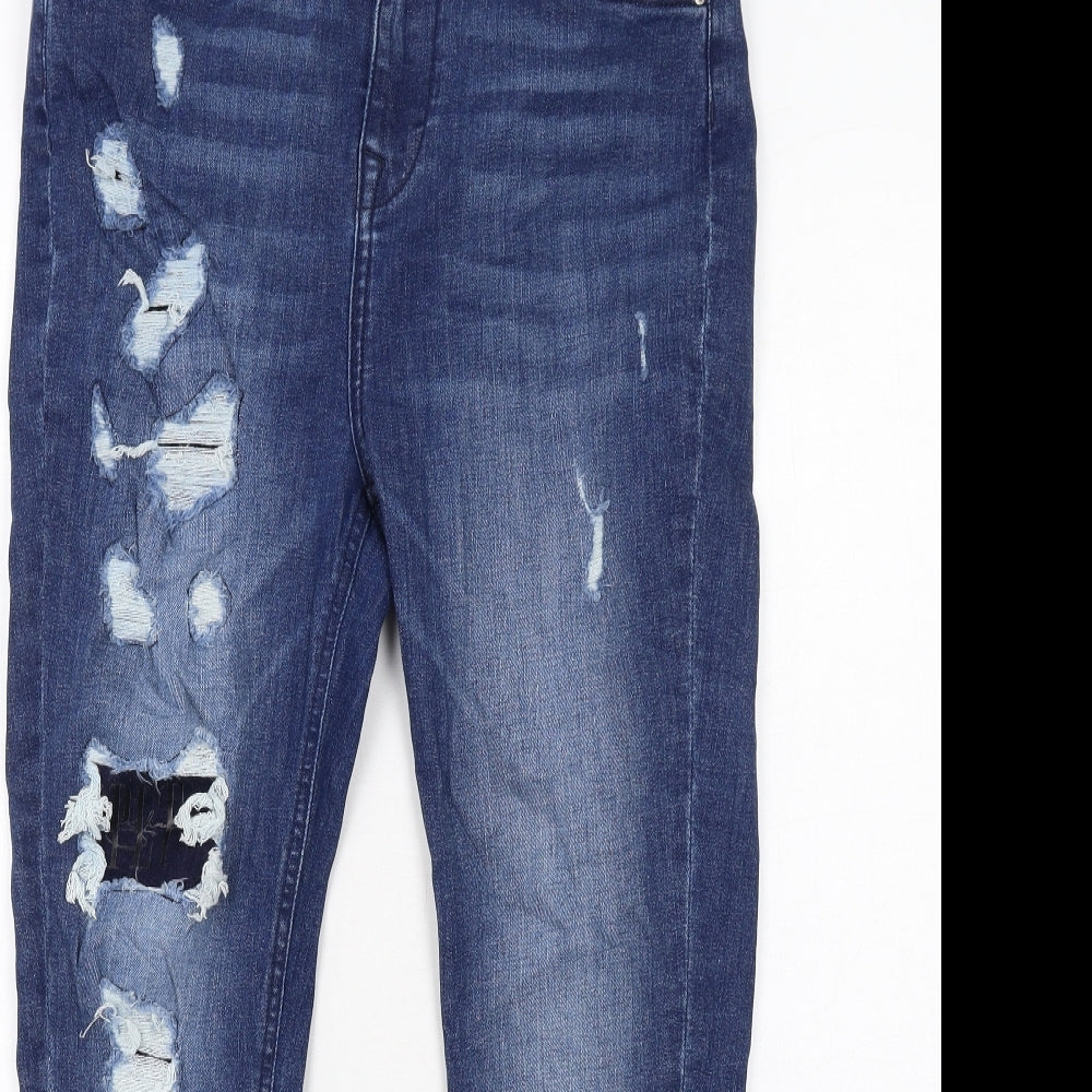 PRETTYLITTLETHING Womens Blue Cotton Skinny Jeans Size 10 Regular Zip