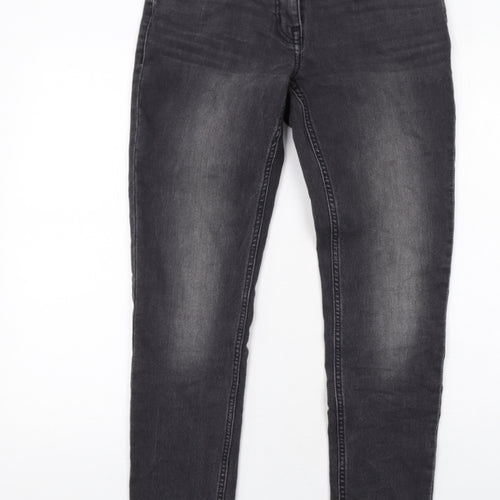 NEXT Womens Grey Cotton Skinny Jeans Size 12 Regular Zip
