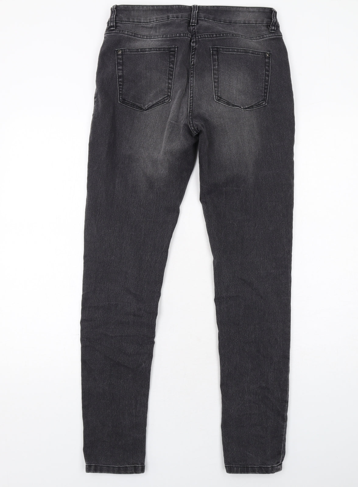 NEXT Womens Grey Cotton Skinny Jeans Size 12 Regular Zip