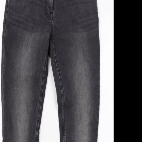 NEXT Womens Grey Cotton Skinny Jeans Size 12 Regular Zip