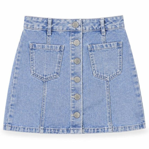 Miss Selfridge Womens Blue Cotton A-Line Skirt Size 6 Button