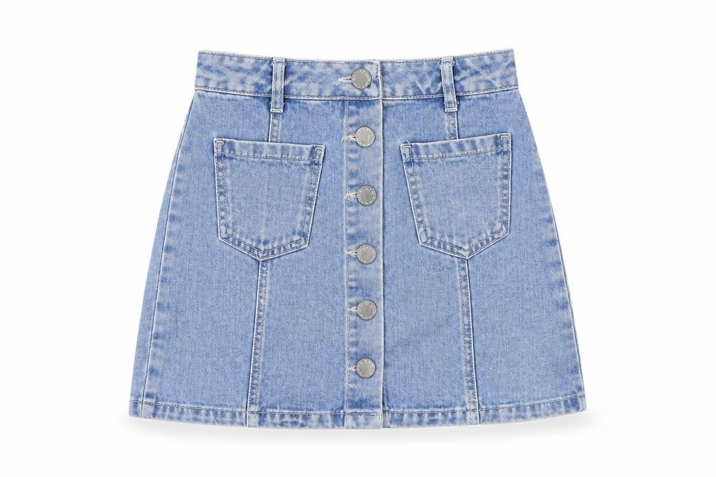 Miss Selfridge Womens Blue Cotton A-Line Skirt Size 6 Button