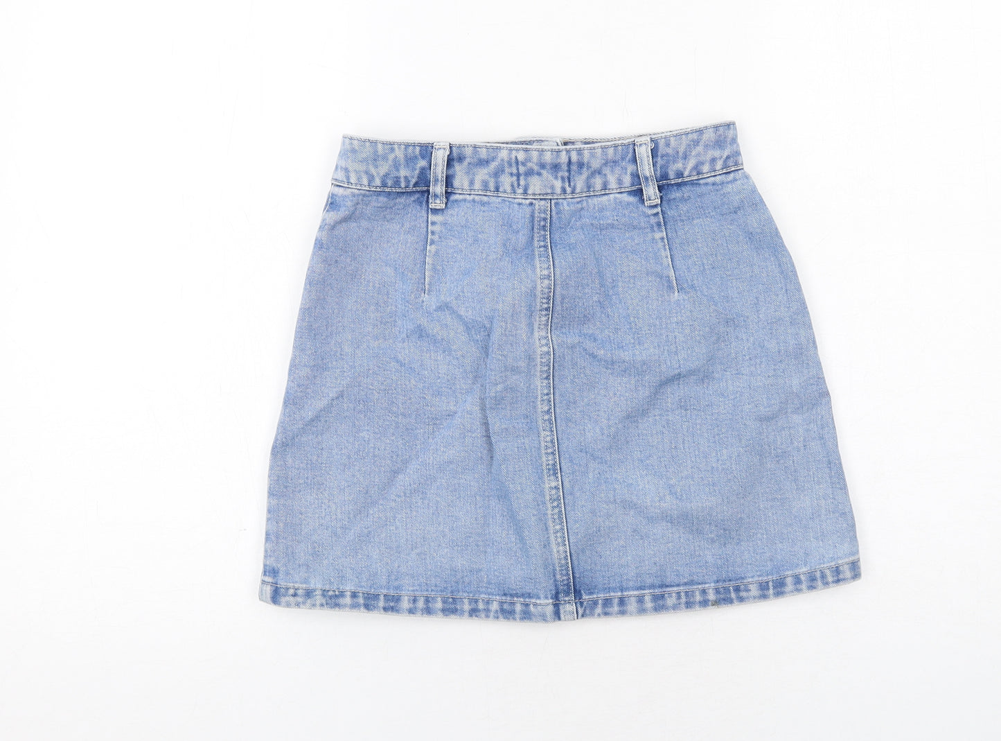 Miss Selfridge Womens Blue Cotton A-Line Skirt Size 6 Button