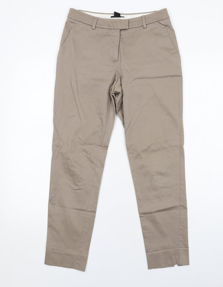 H&M Womens Brown Cotton Carrot Trousers Size 6 Regular Zip