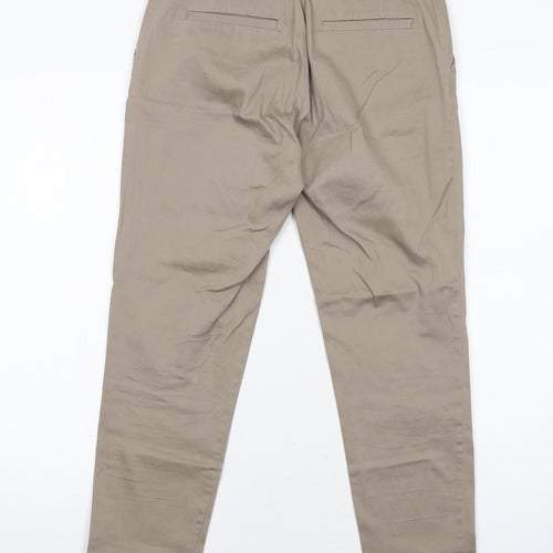 H&M Womens Brown Cotton Carrot Trousers Size 6 Regular Zip