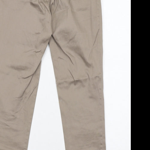 H&M Womens Brown Cotton Carrot Trousers Size 6 Regular Zip