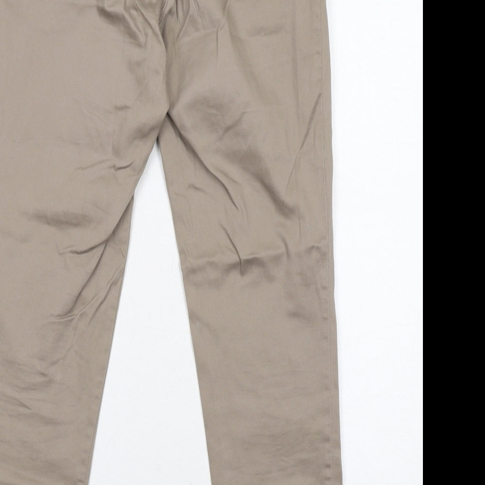 H&M Womens Brown Cotton Carrot Trousers Size 6 Regular Zip