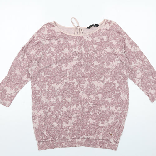 Autograph Womens Pink Floral Viscose Basic T-Shirt Size 12 Round Neck