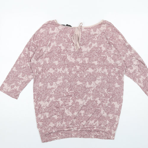 Autograph Womens Pink Floral Viscose Basic T-Shirt Size 12 Round Neck