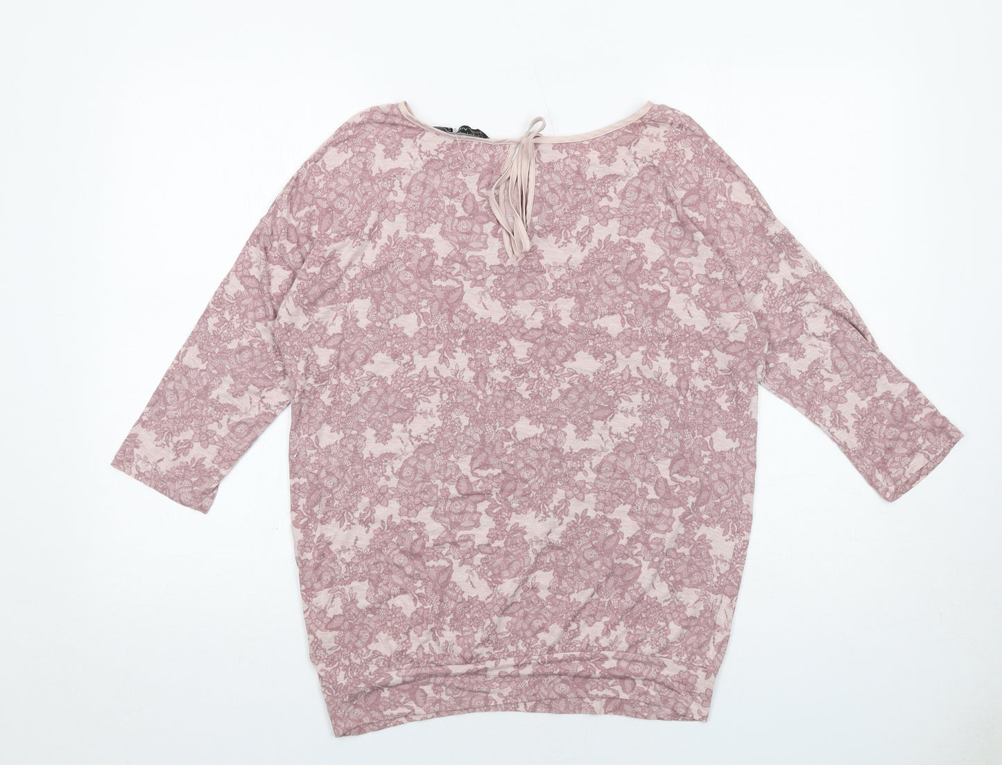 Autograph Womens Pink Floral Viscose Basic T-Shirt Size 12 Round Neck