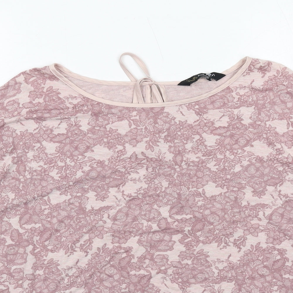 Autograph Womens Pink Floral Viscose Basic T-Shirt Size 12 Round Neck
