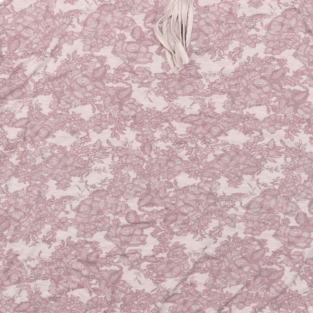 Autograph Womens Pink Floral Viscose Basic T-Shirt Size 12 Round Neck