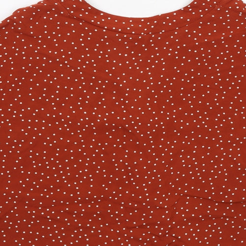 New Look Womens Orange Geometric Viscose Basic Blouse Size 6 V-Neck