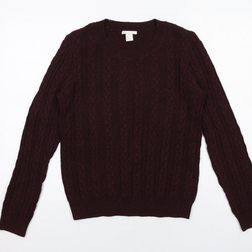 H&M Womens Purple Round Neck Acrylic Pullover Jumper Size S