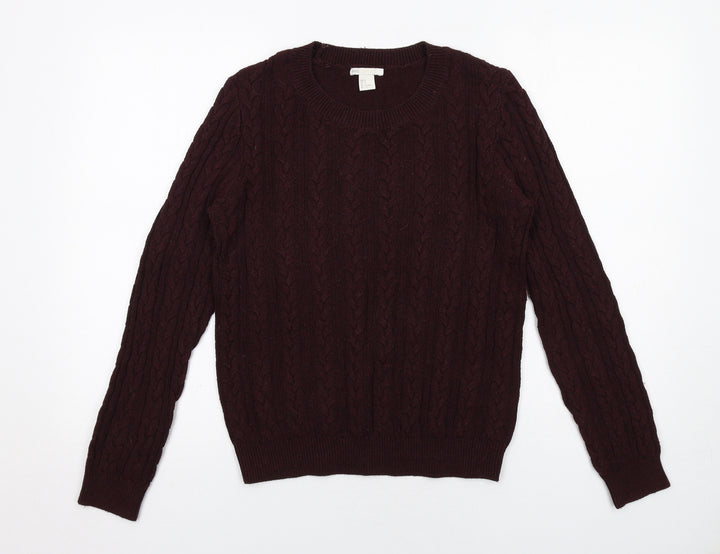 H&M Womens Purple Round Neck Acrylic Pullover Jumper Size S