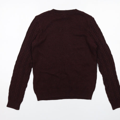H&M Womens Purple Round Neck Acrylic Pullover Jumper Size S