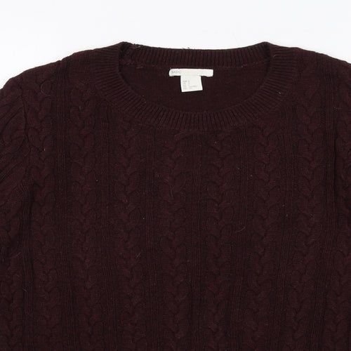 H&M Womens Purple Round Neck Acrylic Pullover Jumper Size S