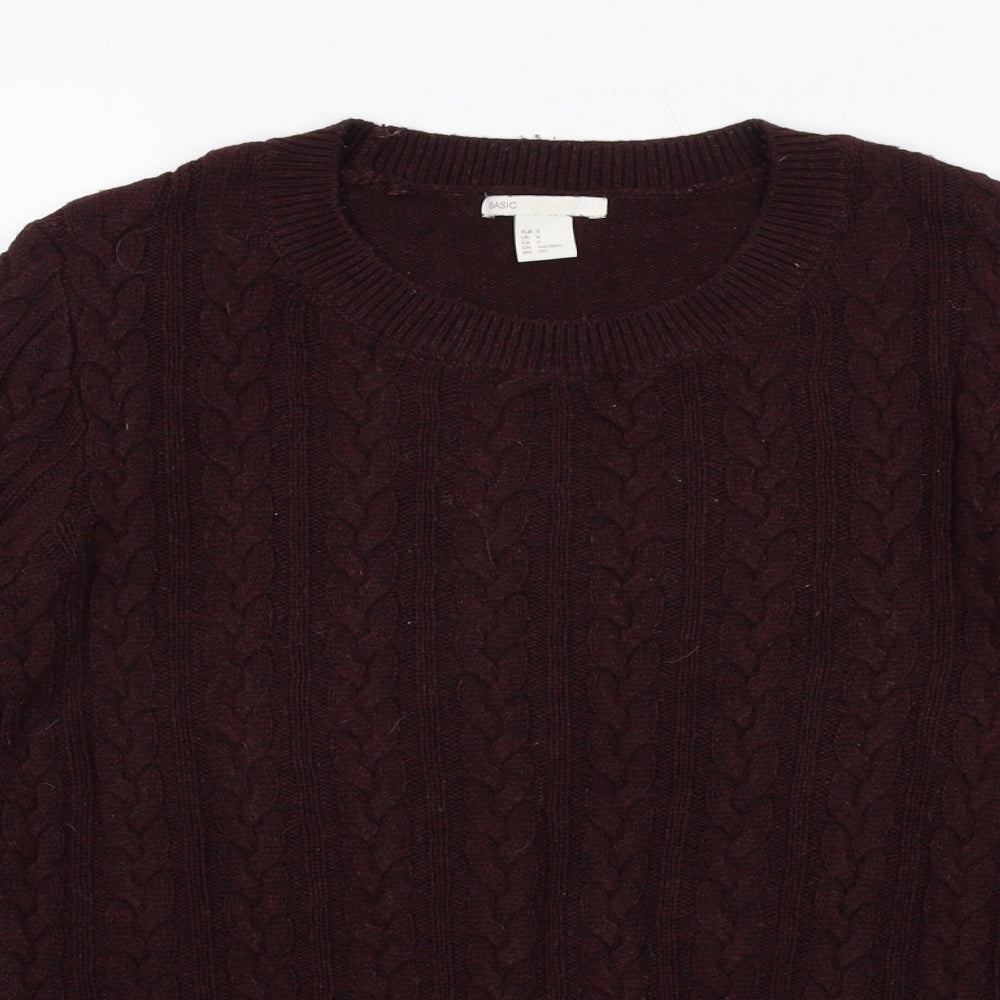 H&M Womens Purple Round Neck Acrylic Pullover Jumper Size S