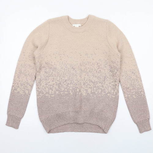 H&M Womens Pink Round Neck Acrylic Pullover Jumper Size S