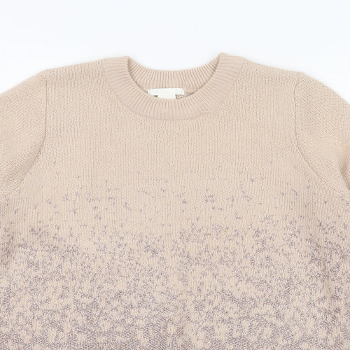 H&M Womens Pink Round Neck Acrylic Pullover Jumper Size S
