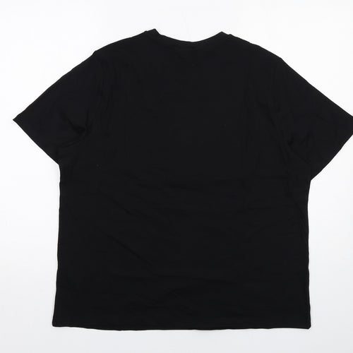 Marks and Spencer Womens Black Cotton Basic T-Shirt Size 16 Round Neck