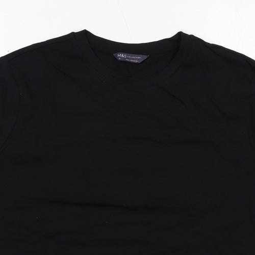 Marks and Spencer Womens Black Cotton Basic T-Shirt Size 16 Round Neck