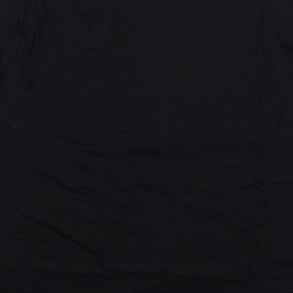 Marks and Spencer Womens Black Cotton Basic T-Shirt Size 16 Round Neck