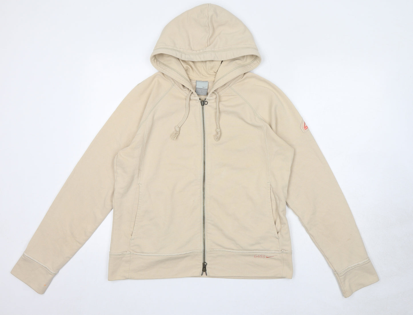 Nike Womens Beige Cotton Full Zip Hoodie Size XL Zip